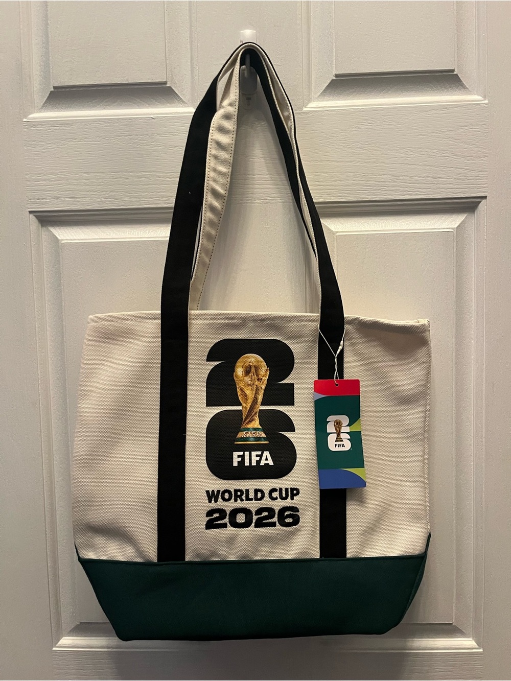 NWT FIFA World Cup 2026 Canvas Tote Bag - White, Black, Dark Green